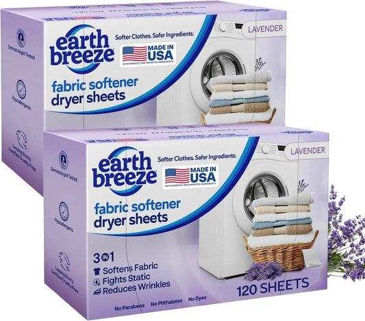 Earth Breeze Fabric Softener Dryer Sheets Lavender (2 Pack)