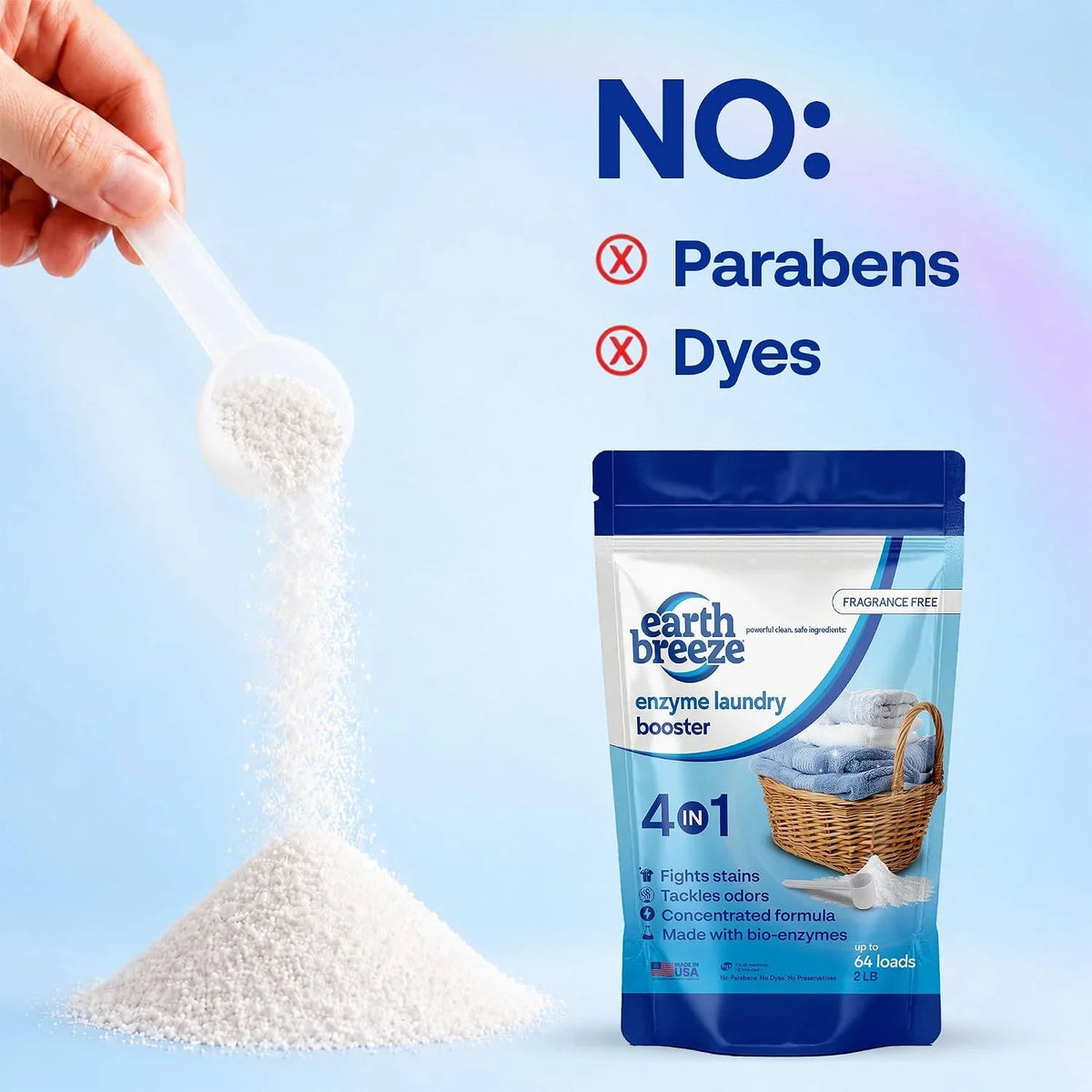 Earth Breeze Enzyme Laundry Booster Powder 2lbs (64 Loads)